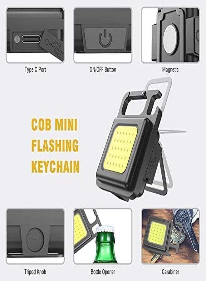 SHB Offical Store for The Genuine Keychain LED Light with Bottle Opener, Magnetic Base and Folding Bracket Mini COB 500 Lumens Rechargeable Emergency Light (Square with 4 Modes) - Image 5